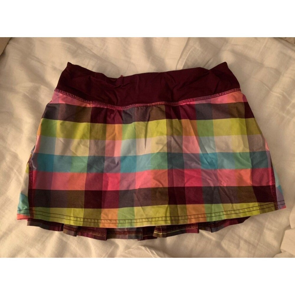 Lululemon Athletica Pace setter sea check skort skirt sz 4